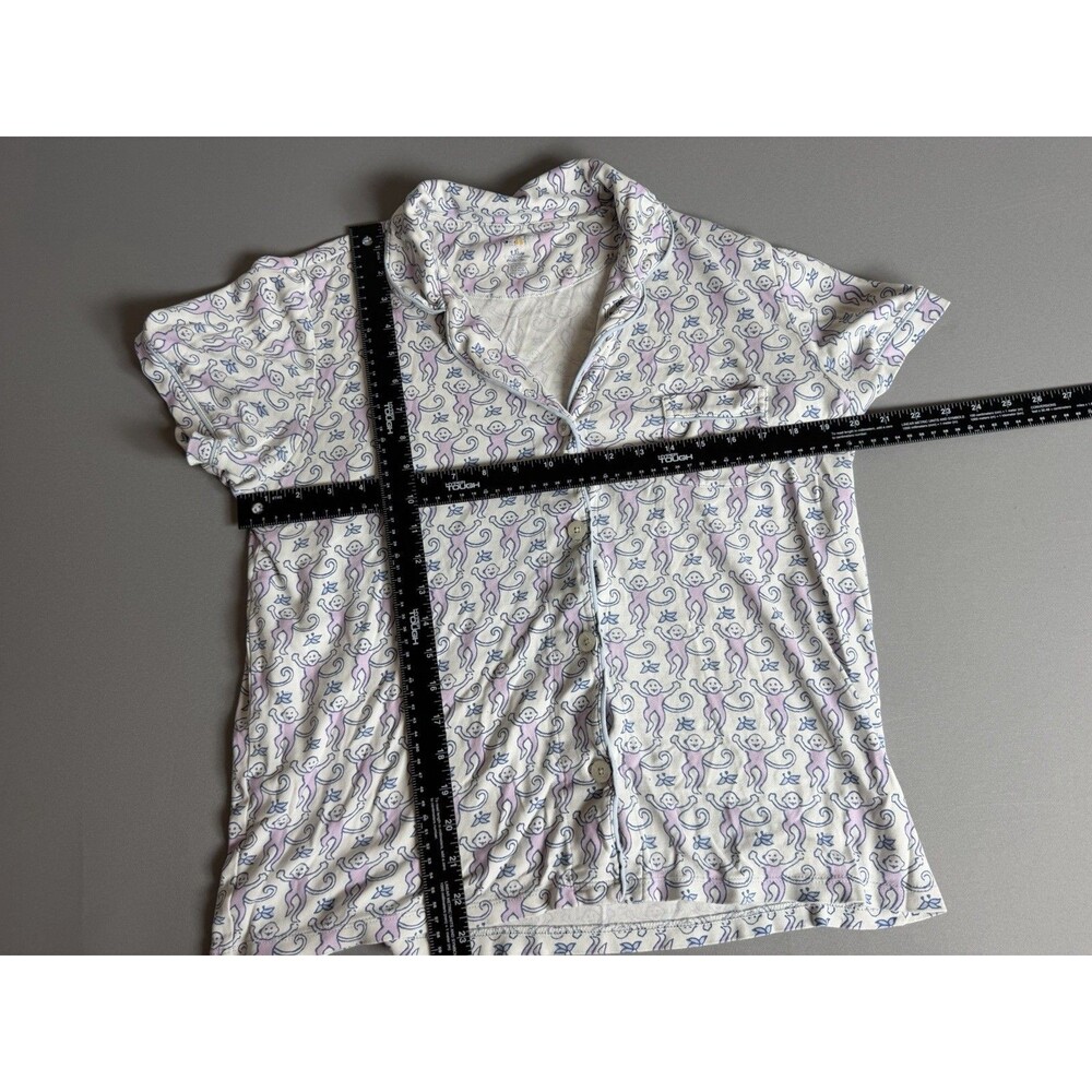 Roller Rabbit Pajama Top Womens Large Monkey Print Pima Cotton Button Front - Picture 7 of 9